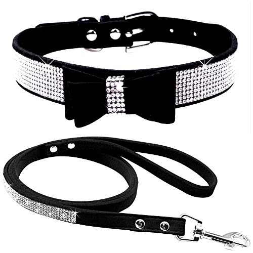 ETOPARS Hundehalsband und Leine mit Strasssteinen, Kristall Diamant Katze Hundehalsband Leine Set, Hundehalsband Geschirr, Hunde Strasshalsband von ETOPARS