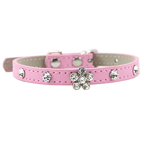 ETOPARS PU Hundehalsband Verstellbar, Elegante Fliege Strass Blumenkragen Halsband, Niedliche Designer-Lederhalsbänder für Katzen Kleine mittelgroße Hunde Welpen von ETOPARS