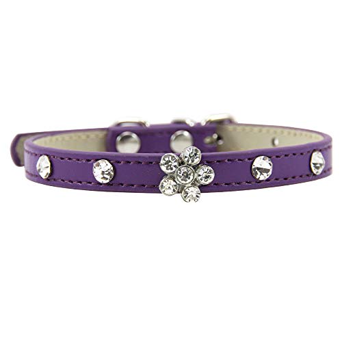 ETOPARS PU Hundehalsband Verstellbar, Elegante Fliege Strass Blumenkragen Halsband, Niedliche Designer-Lederhalsbänder für Katzen Kleine mittelgroße Hunde Welpen von ETOPARS