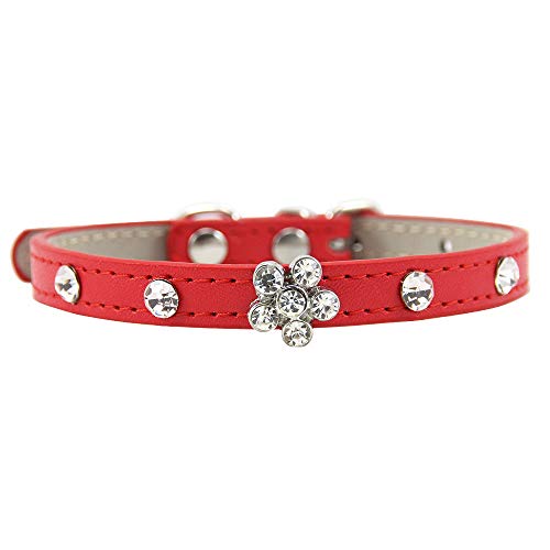 ETOPARS PU Hundehalsband Verstellbar, Elegante Fliege Strass Blumenkragen Halsband, Niedliche Designer-Lederhalsbänder für Katzen Kleine mittelgroße Hunde Welpen von ETOPARS