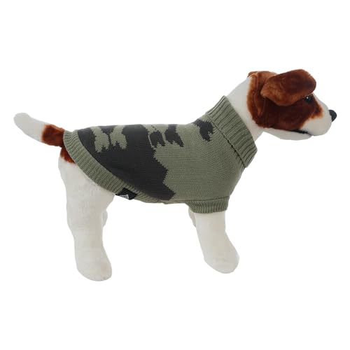 Warme Hundepullover für Kleine und Mittelgroße Hunde, Winterstrickpullover hält warm für Hunde - Stil B Grün/Grau, L von ETREXONLINE
