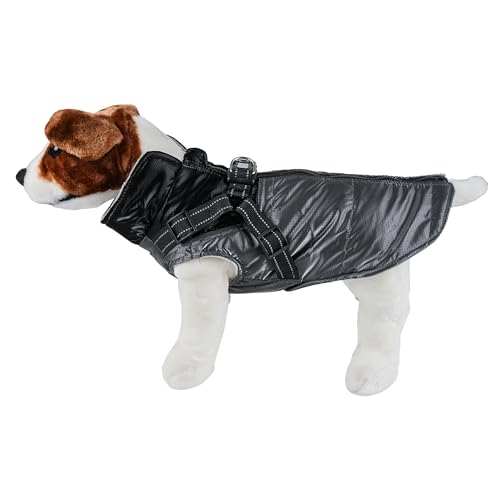 wasserdichte Hundejacke, Warm Hundejacke für Hunde, Hundejacke mit Ring für Geschirr - Grau/schwarz, 2XL von ETREXONLINE