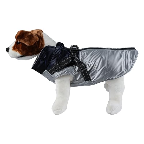 wasserdichte Hundejacke, Warm Hundejacke für Hunde, Hundejacke mit Ring für Geschirr - Silber/Marineblau, 3XL von ETREXONLINE