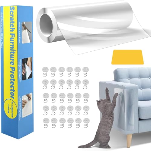 Kratzschutz Katze Tape 30CM*5M, Katzen Kratzschutz Sofa Transparent, Kratzfolie Katzen Selbstklebend, Kratzschutzfolie,Möbelschoner Katze Möbelschutz Kratzpads für Möbel Couch Tür Möbel Sofa von ETROBOT