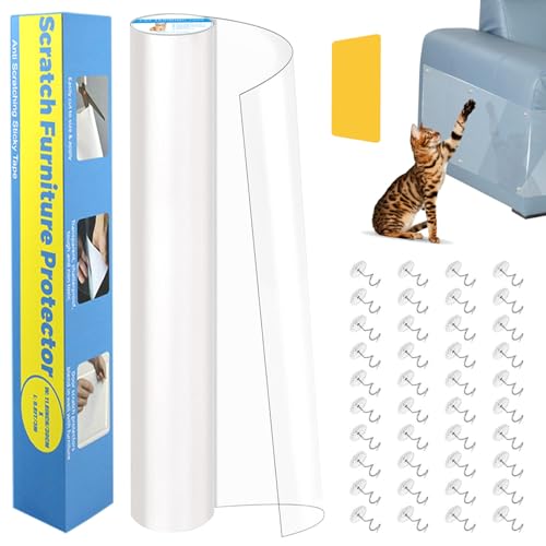 Kratzschutz Katze Tape 40CM*3M, Katzen Kratzschutz Sofa Transparent, Kratzfolie Katzen Selbstklebend, Kratzschutzfolie,Möbelschoner Katze Möbelschutz Kratzpads für Möbel Couch Tür Möbel Sofa von ETROBOT