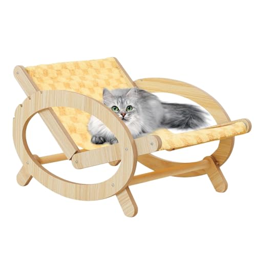 ETUCYNG Katzenkratzer-Strandstuhl, erhöhter Haustierbettstuhl | Erhöhte Hundebett-Hängematte | Mit Segeltuchbezug, erhöhtes Hundesofa aus Holz, Kratzfest, für Haustiere von ETUCYNG