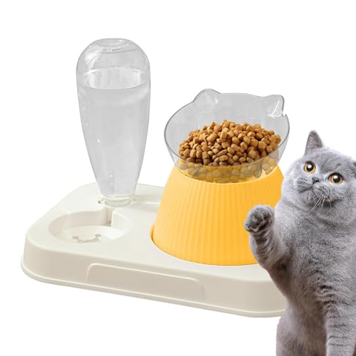 ETUCYNG Katzenschalen für Innenkatzen, Katzenfutter und Wasserschale | Wasserspender 15 Grad Tilted Automatic Feeder - Small Dog Bowls Anti-Tip-Automatikspender für Haustierpuppenkätzchen von ETUCYNG