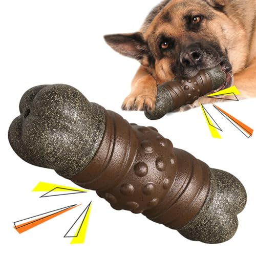 ETUCYNG Quietschspielzeug für Hunde, Quietschspielzeug für kleine Hunde - Hartes Kauknochenspielzeug,Interaktives Zahnbürstenknochenspielzeug, unzerstörbares Zahnknochenspielzeug für Hunde mit Sound von ETUCYNG