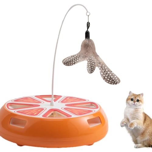 ETUCYNG Spinner-Katzenspielzeug,Katzen-Spinnerspielzeug - Kitten Toys Selbstständigkeit Interaktiver Katzen-Drehteller - Intelligentes, intelligentes Katzenspielzeug mit Stummschaltung und Federn für von ETUCYNG