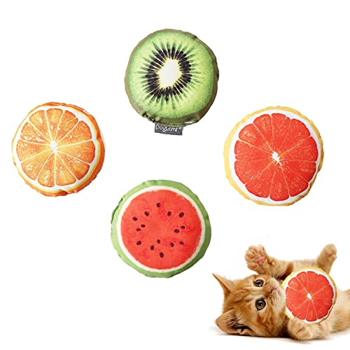EUBEISAQI 5 Pcs Hundespielzeug,Süße Katze realistisches Obstset Spielzeug | Katzenobstspielzeug für Hauskatzen, süßes und sanft klingendes Spielzeug für drinnen und draußen, kleine Katzen und Welpen von EUBEISAQI