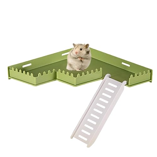 EUBEISAQI Hamsterkäfig-Plattform,Sicheres PVC-Spielstudio mit Leiter - Kletterndes Kauspielzeug für Igel, Hamster, Streifenhörnchen, Eichhörnchen, Rennmäuse, Papageien, Chinchillas von EUBEISAQI