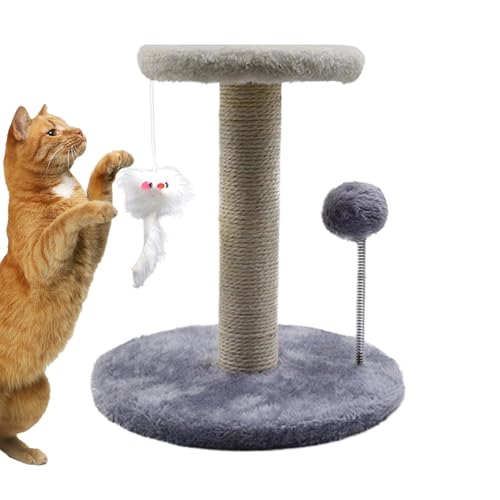 Katzenkratzturm, Katzenturm für Hauskatzen, Katzenkratzbaum, Katzenkratzspielzeug, Kätzchen-Haustier-Aktivitätsbaum mit Feder und Federball, interaktiver Kippschutz für große Katzen von EUBEISAQI