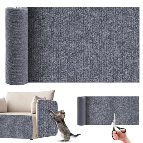 Kratzteppich Katzen Selbstklebend 150x40cm, Katzen Kratzschutz Teppich, Kratzschutz Wand Katze, AntiKratz Kratzteppich für Möbel Sofa Couch Wand Tür, Dunkelgrau von EUBSWA