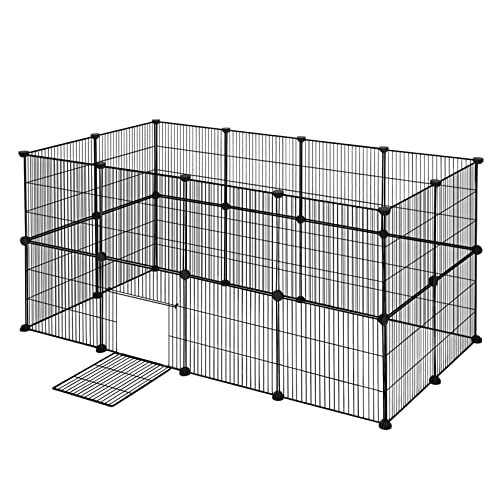 EUGAD Freilaufgehege Kaninchen, Meerschweinchen Gehege, Gehege für Kleintiere, Kleintiergehege, Freigehege für Kaninchen, Hamster, Schildkröten Hasenstall innen inkl. Tür DIY 142x72x72cm von EUGAD