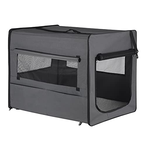 EUGAD Faltbare Hundebox B103xH79xT71cm für große Hunde (Hundehöhe≤65cm&Hundelänge≤90cm) Hundetransportbox Auto Reisebox Autobox Hundetasche Katzentasche Katzenbox Grau 0341GL von EUGAD