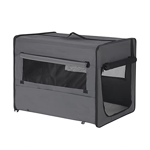 EUGAD Faltbare Hundebox B61xH51xT46cm für Katze kleine/mittlere Hunde (Hundehöhe≤40cm&Hundelänge≤50cm) Hundetransportbox Auto Reisebox Autobox Hundetasche Katzentasche Katzenbox Grau 0338GL von EUGAD