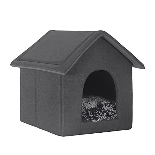 EUGAD Hundehöhle Mini-Hunde, Katzenhöhle große Katzen 45x40x45cm S, Hundehaus drinnen Indoor, Hundehütte Stoff, Katzenhaus Winterfest, Kuschelhöhle , Schlafhaus Haustierhaus zuhause, Grau 0015GD von EUGAD