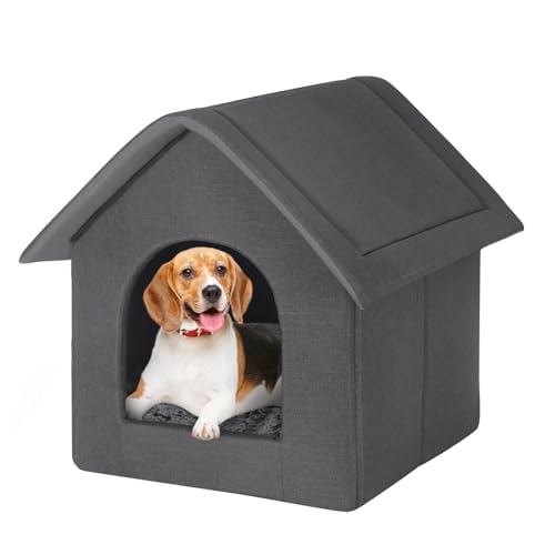 EUGAD Hundehöhle kleine Hunde 60x55x60cm L, Hundehaus drinnen Indoor, Hundehütte Stoff, Katzenhaus Winterfest, Kuschelhöhle Hund, Schlafhaus Haustierhaus zuhause, Grau 0016GD von EUGAD