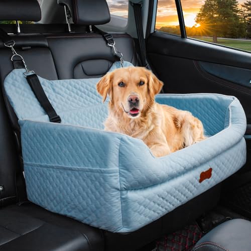 Hundeautositz für große/mittelgroße Hunde – Memory-Foam-Hundeerhöhung für Hunde unter 25 kg oder 2 kleine Hunde, abnehmbares und waschbares Reisebett, Hundesitz mit dickem Kissen und von EUHAMS