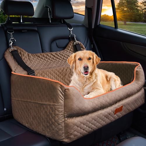 Hundeautositz für große/mittelgroße Hunde – Memory-Foam-Hundeerhöhung für Hunde unter 25 kg oder 2 kleine Hunde, abnehmbares und waschbares Reisebett, Hundesitz mit dickem Kissen und von EUHAMS