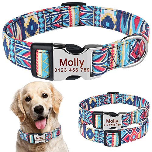 EUSFIYY Einstellbare personalisierte Hundehalsband Haustier benutzerdefinierte gravierte Nametag ID Halsbänder SM L-L_38-59cm__ von EUSFIYY