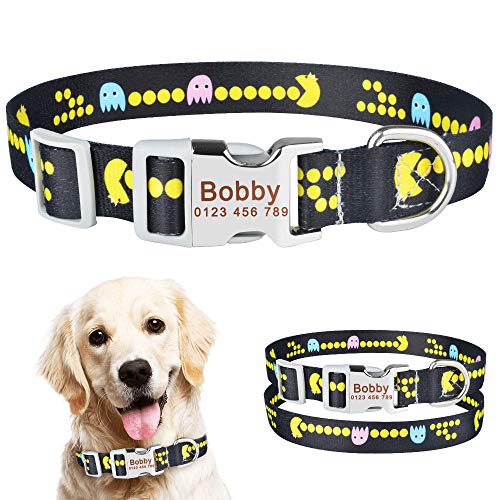 EUSFIYY Einstellbare personalisierte Hundehalsband Hündchen Name ID Tag Benutzerdefinierte Gravur SL-M_30-47cm__ von EUSFIYY