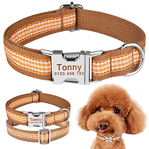 EUSFIYY Gravierter ID-Name Personalisiertes Hundehalsband Klein Mittel Groß Haustier Nylon XS-L-XS_22-31cm__ von EUSFIYY