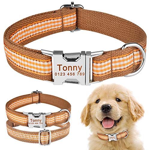 EUSFIYY Gravierter ID-Name Personalisiertes Hundehalsband Klein Mittel Groß Haustier Nylon XS-LL (35-56 cm) von EUSFIYY