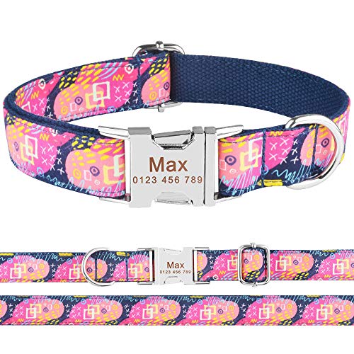 EUSFIYY Hochwertiger ID-Name Personalisiertes Hundehalsband Verstellbare Nylon-Metallschnalle XS-L-L_35-56cm__ von EUSFIYY