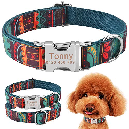 EUSFIYY Hundehalsband Personalisierter Tribal Style Welpenname ID Benutzerdefinierte gravierte Metallschnalle-M_31-50cm__ von EUSFIYY