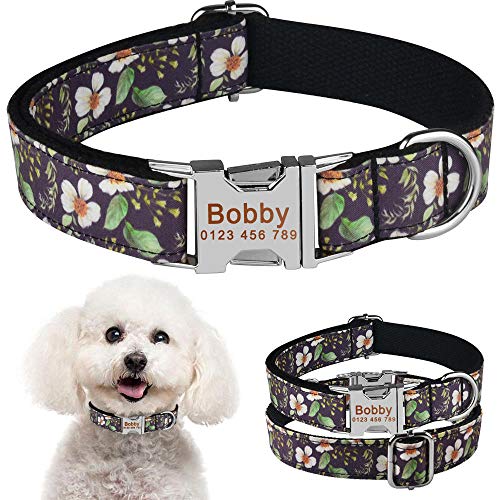 EUSFIYY Hundehalsband verstellbar personalisiert langlebig Nylon graviert ID Name Junge Mädchen Halsband -Dog_Collar_Color_1_S_ 26-40_cm von EUSFIYY