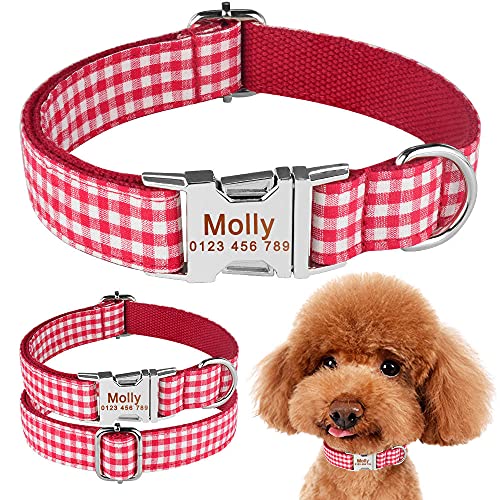 EUSFIYY Kleiner Welpe Mittlerer Hund Großes Haustier Personalisiertes Hundehalsband Graviertes Namensschild-L (35-56 cm) _ von EUSFIYY