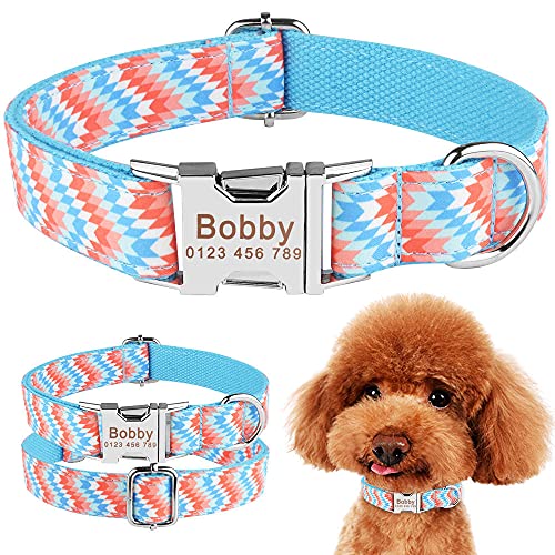 EUSFIYY Kleines mittleres großes Haustier Personalisiertes Hundehalsband & Tag Free Gravierter ID-Name SLM (31-35 cm) __ von EUSFIYY