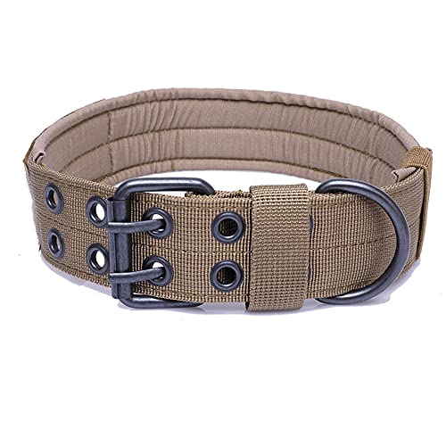 EUSFIYY Military Tactical Custom Name Hundehalsband Working Durable Nylon Collar Outdoor Training Haustier Hundehalsbänder für kleine große Hunde-Brown_M von EUSFIYY