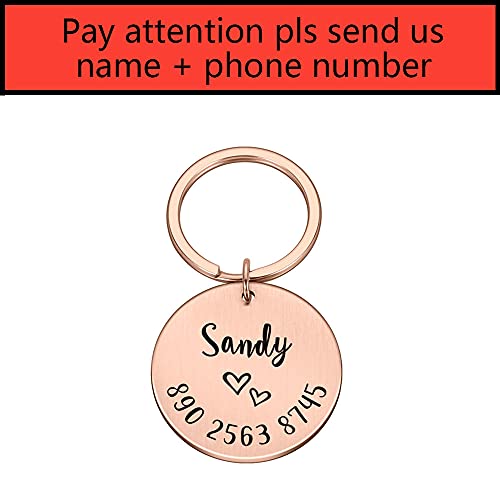 EUSFIYY Namensschild Hundemarke Anti Lost Dog Tag Schlüsselanhänger Personalisierte Haustier ID Tag Gravierter Kosename für Katze Welpen Haustier Zubehör-Rose-Gold-Herz-S-20x20mm von EUSFIYY