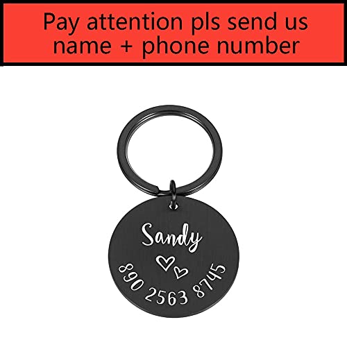 EUSFIYY Namensschild Hundemarke Anti Lost Dog Tag Schlüsselanhänger Personalisierte Haustier ID Tag Gravierter Kosename für Katze Welpen Haustier Zubehör-Schwarz-Herz-M-25x25mm von EUSFIYY