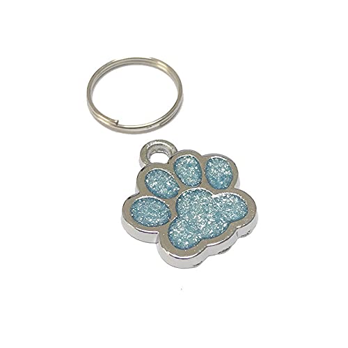 EUSFIYY Namensschild Hundemarke Haustier Hundemarke Flash Personalisierte Katze Welpen ID Tag Halskette Tag Mini Fuß Zinklegierung Hund Anhänger-Hellblau von EUSFIYY