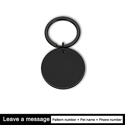 EUSFIYY Namensschild Hundemarke Hund Katze Muster ID-Tags Personalisierte Telefonnummer Name Anti Lost Plate Welpenhalsband Graviert-Schwarz-25mm von EUSFIYY