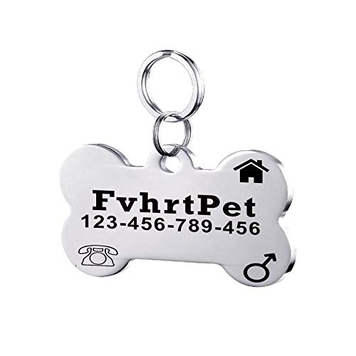 EUSFIYY Namensschild Hundemarke Hundemarke Edelstahl für kleine Katze personalisierte personalisierte Tiername ID-Tag für das Haustier Welpen Kätzchen-Tags-Knochen-Sliver-S von EUSFIYY