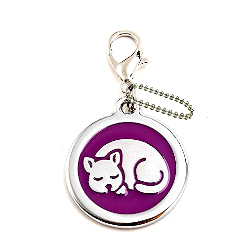 EUSFIYY Namensschild Hundemarke Individuelle Hundemarke Personalisierte Hundehalsband Welpen Katze ID Halsband Tags Edelstahl Haustier Zubehör für kleine Hunde Katze-E2-lila-Angepasst von EUSFIYY