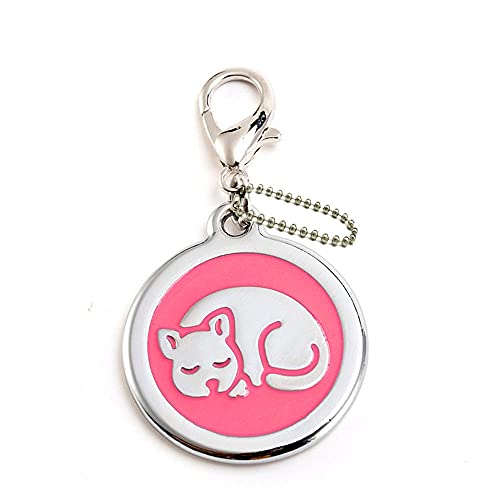 EUSFIYY Namensschild Hundemarke Individuelle Hundemarke Personalisierte Hundehalsband Welpen Katze ID Halsband Tags Edelstahl Metall Haustier Zubehör für kleine Hunde Katze -E3-Rosa-Angepasst von EUSFIYY