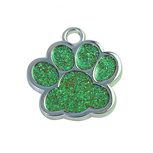 EUSFIYY Namensschild Hundemarke Niedliche Mini Shine Paw Hund Katze ID Namensschilder Haustier Schmuck Kragen Heimtierbedarf Zubehör Durchmesser 27mm Keine Beschriftung-grün- von EUSFIYY