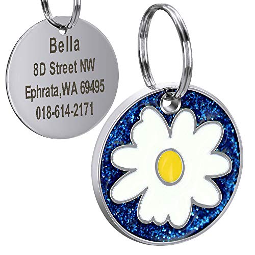 EUSFIYY Namensschild Hundemarke Personalisierte Hund Katze ID-Tag Graviertes Edelstahlhalsband Namensschild Haustierzubehör-Azul-Marino von EUSFIYY