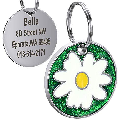 EUSFIYY Namensschild Hundemarke Personalisierte Hund Katze ID-Tag Graviertes Edelstahlhalsband Namensschild Haustierzubehör-Verde von EUSFIYY