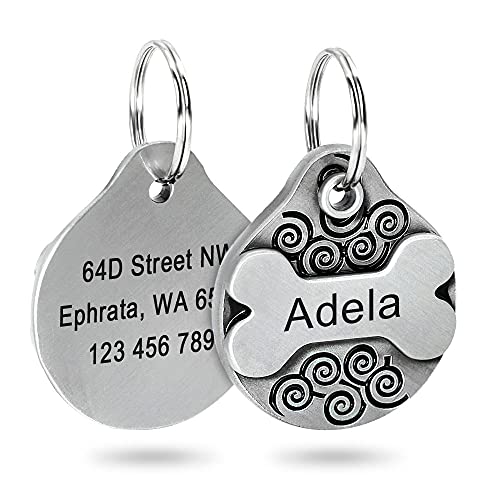 EUSFIYY Namensschild Hundemarke Personalisierte Hund Katze ID Tag Halsband Zubehör Individuell gravierte Edelstahl Pet Name TagAnhängerFür Hunde Katzen Doppelseitig-Schwarz von EUSFIYY