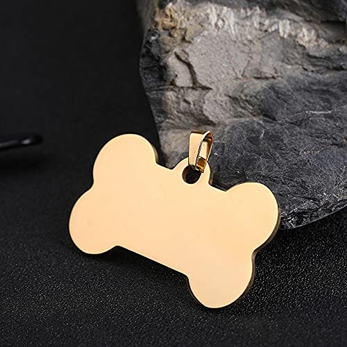 EUSFIYY Namensschild Hundemarke Personalisierte Hundemarken Edelstahl Lasergravur Sonderanfertigungen Hunde Haustiere Zubehör Hundenamensschild-Gold-(Bone)-S von EUSFIYY