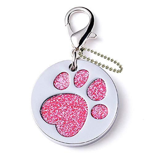 EUSFIYY Namensschild Hundemarke Personalisierter gravierter Edelstahlanhänger für Katze Hundehalsband Welpen ID-Tag Anti-verlorene Tiernamensschilder-B3-Rosa-Angepasst von EUSFIYY