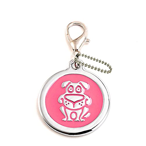 EUSFIYY Namensschild Hundemarke Personalisierter gravierter Edelstahlanhänger für Katze Hundehalsband Welpen ID-Tag Anti-verlorene Tiernamensschilder-C3-Rosa-Angepasst von EUSFIYY