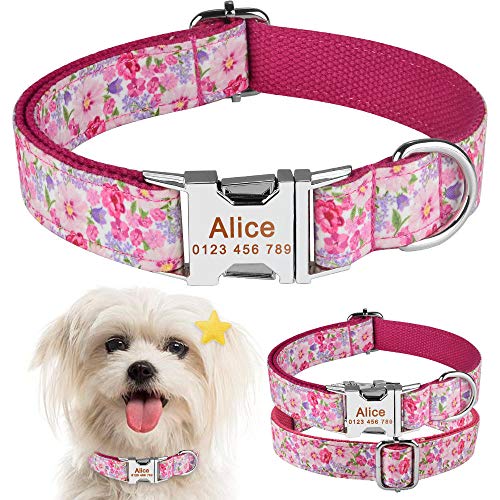 EUSFIYY Nylon personalisiertes Hundehalsband Individuell gravierte kleine mittelgroße Hunde Welpe Pet-L (35-56 cm) von EUSFIYY