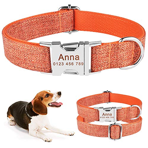 EUSFIYY Nylon personalisiertes Hundehalsband Jungen Mädchen Kosename ID Graviert Quick Release-S_26-40cm_ von EUSFIYY